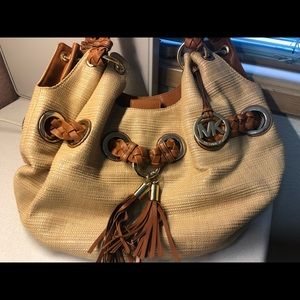 Michael Kors straw braided purse